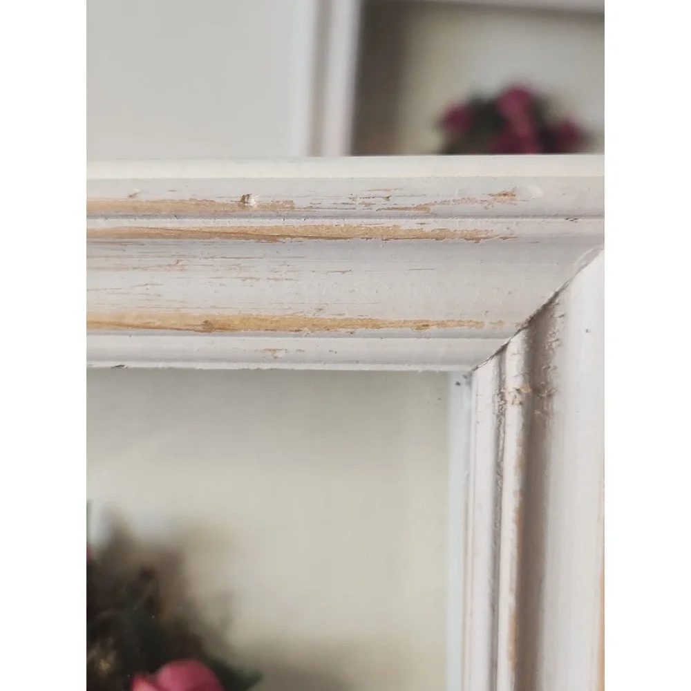 Vintage 1990s Constance Lael Topiary Rose Shadow Box Frame Wall Art Pair Set 2